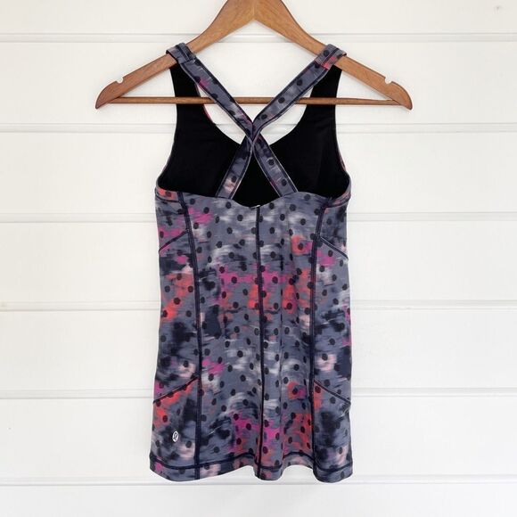 Lululemon Kanto Catch Me Tank Top Windy Blooms Regal Plum Multi / Black Size 2 - Picture 2 of 9